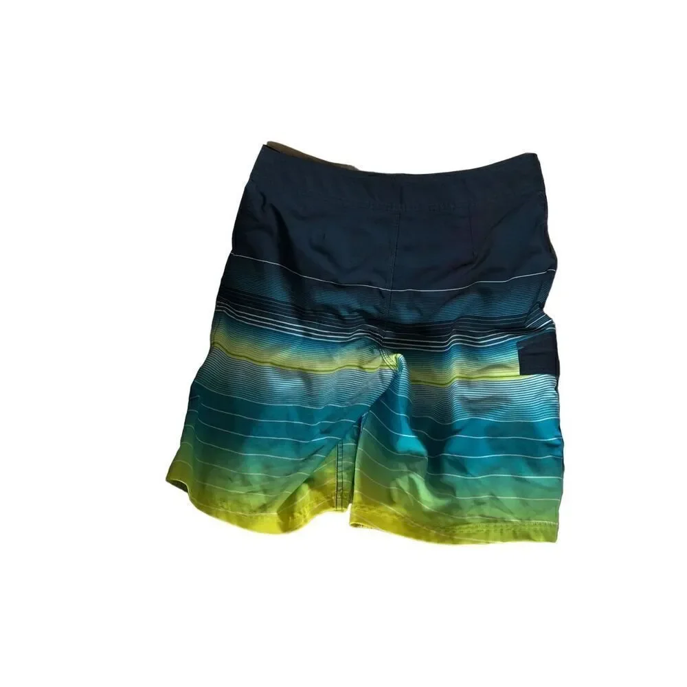 Trinity Men's Multi Colored Striped Drawstring Swimwear Board Shorts Size 30